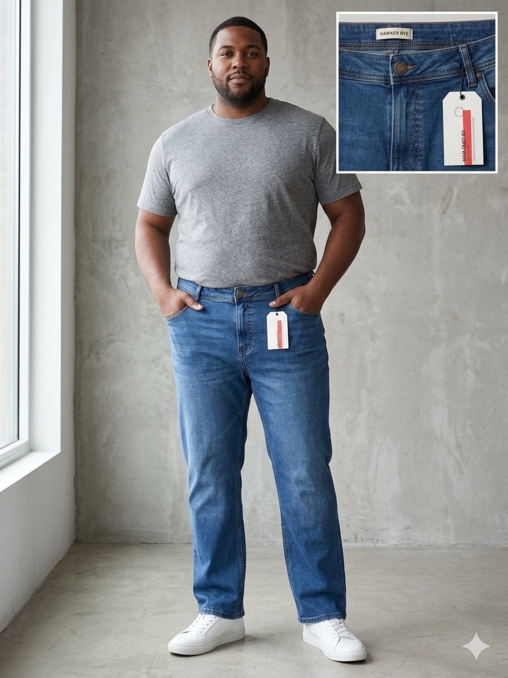 Hawker Rye dedicated Comfort stretch denim relax fit stretch jeans 42X32 NWT